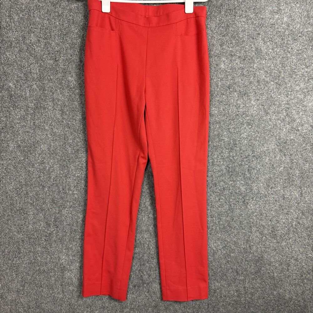 AKRIS Punto Pants Womens Size 4 Red Ponte Ankle Business Pintuck